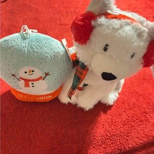 American Greetings Festive Snowman and Plush Dog Set Holiday. NWT